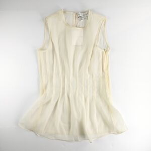 NWT Endless Rose Cream Sheer Pleated Chiffon Tank Elegant Workwear Women S